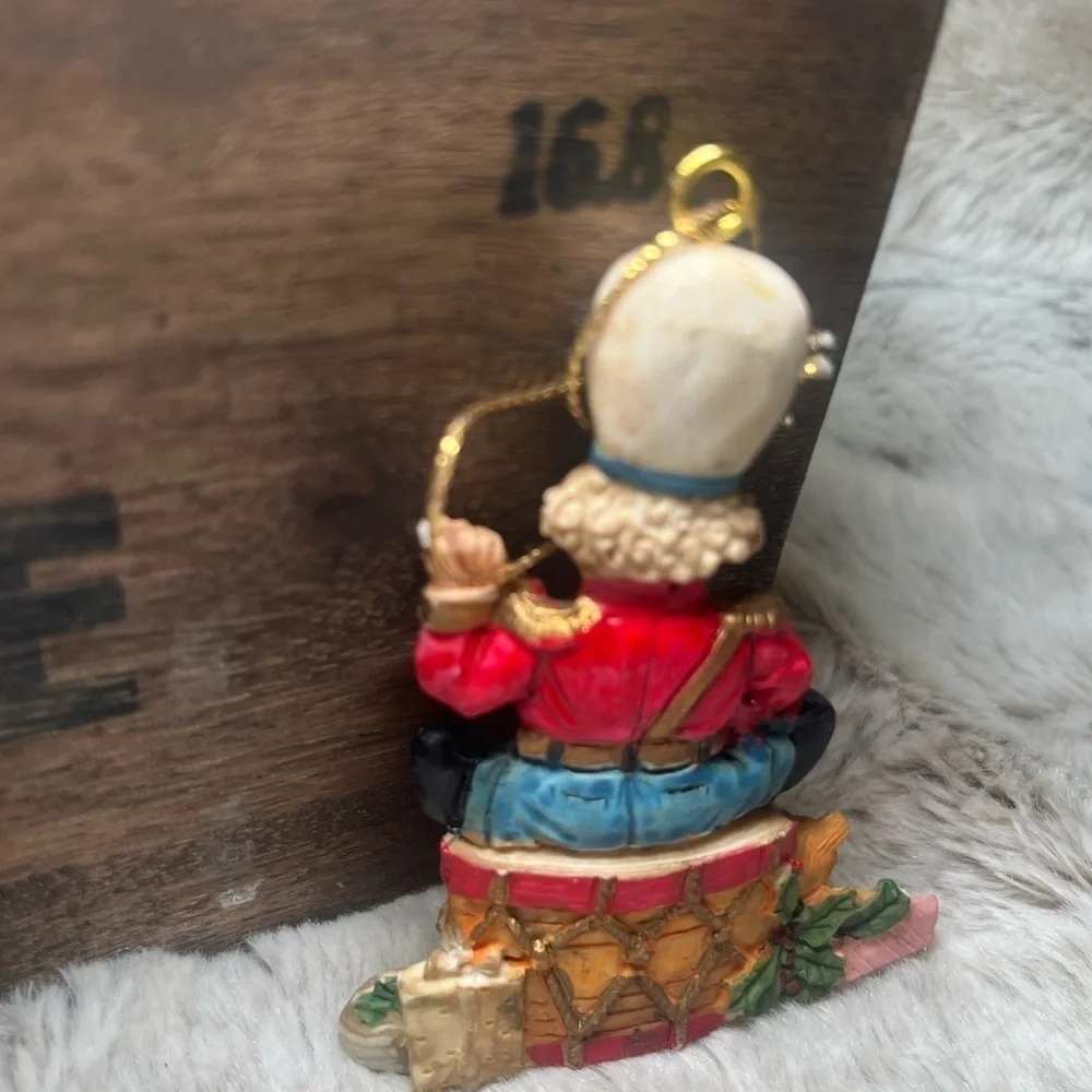 Vintage Toy Soldier Bear Ornament | Drum Base | Christmas Figurine Decor